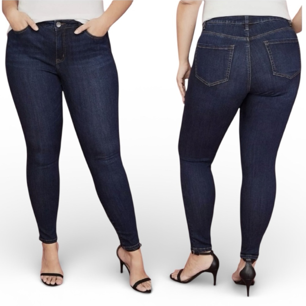 Lane Bryant Dark Blue Jeans Mid-Rise Essential Stretch Skinny 24